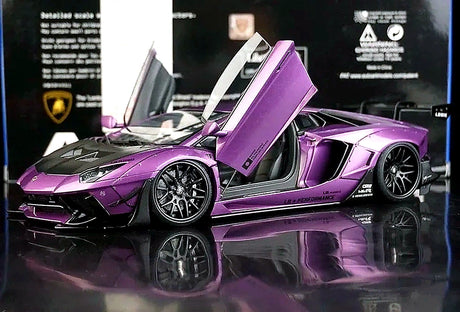 AutoArt Lamborghini 2012 Aventador LP700-4 LB-ووركس بنفسجي 1:18 – نموذج معدني قابل للجمع من القالب المصبوب