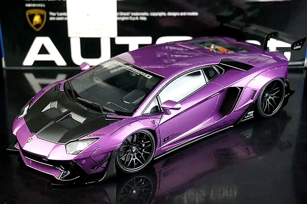 AutoArt Lamborghini 2012 Aventador LP700-4 LB-ووركس بنفسجي 1:18 – نموذج معدني قابل للجمع من القالب المصبوب