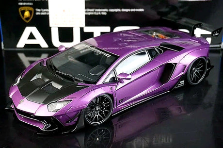 AutoArt Lamborghini 2012 Aventador LP700-4 LB-ووركس بنفسجي 1:18 – نموذج معدني قابل للجمع من القالب المصبوب