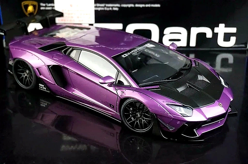 AutoArt Lamborghini 2012 Aventador LP700-4 LB-ووركس بنفسجي 1:18 – نموذج معدني قابل للجمع من القالب المصبوب