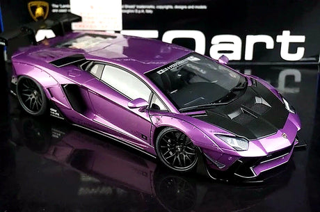 AutoArt Lamborghini 2012 Aventador LP700-4 LB-ووركس بنفسجي 1:18 – نموذج معدني قابل للجمع من القالب المصبوب