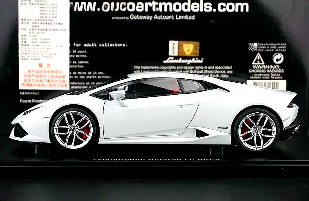 AutoArt Lamborghini 2014 هوراكان LP610-4 وايت 1:18 – نموذج معدني قابل للجمع من القالب المصبوب