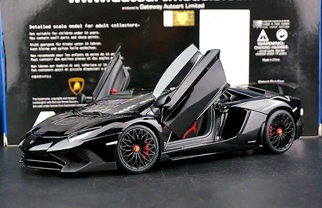 AutoArt Lamborghini 2015 Aventador LP750-4 SV بلاك 1:18 – نموذج معدني قابل للجمع من القالب المصبوب