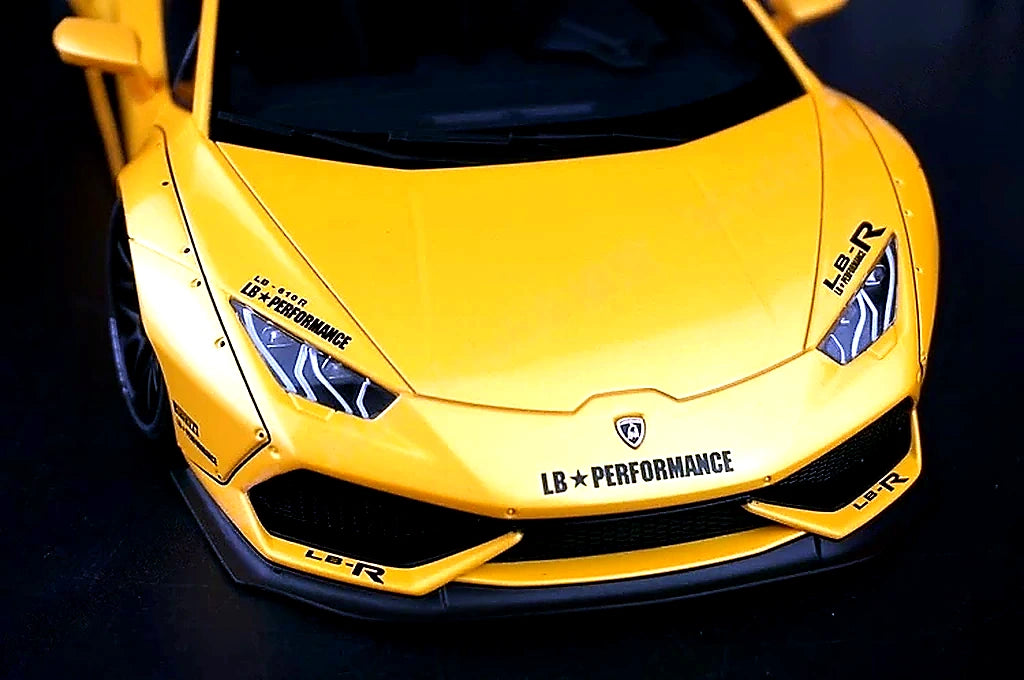 AutoArt Lamborghini 2015 هوراكان LP610-4 LB-ووركس أصفر 1:18 – نموذج معدني قابل للجمع من القالب المصبوب