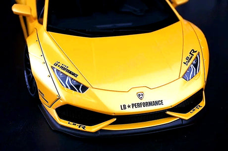 AutoArt Lamborghini 2015 هوراكان LP610-4 LB-ووركس أصفر 1:18 – نموذج معدني قابل للجمع من القالب المصبوب