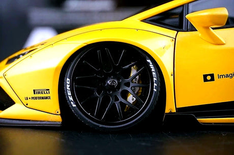 AutoArt Lamborghini 2015 هوراكان LP610-4 LB-ووركس أصفر 1:18 – نموذج معدني قابل للجمع من القالب المصبوب