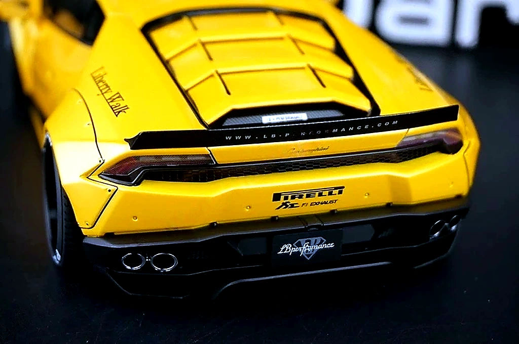 AutoArt Lamborghini 2015 هوراكان LP610-4 LB-ووركس أصفر 1:18 – نموذج معدني قابل للجمع من القالب المصبوب