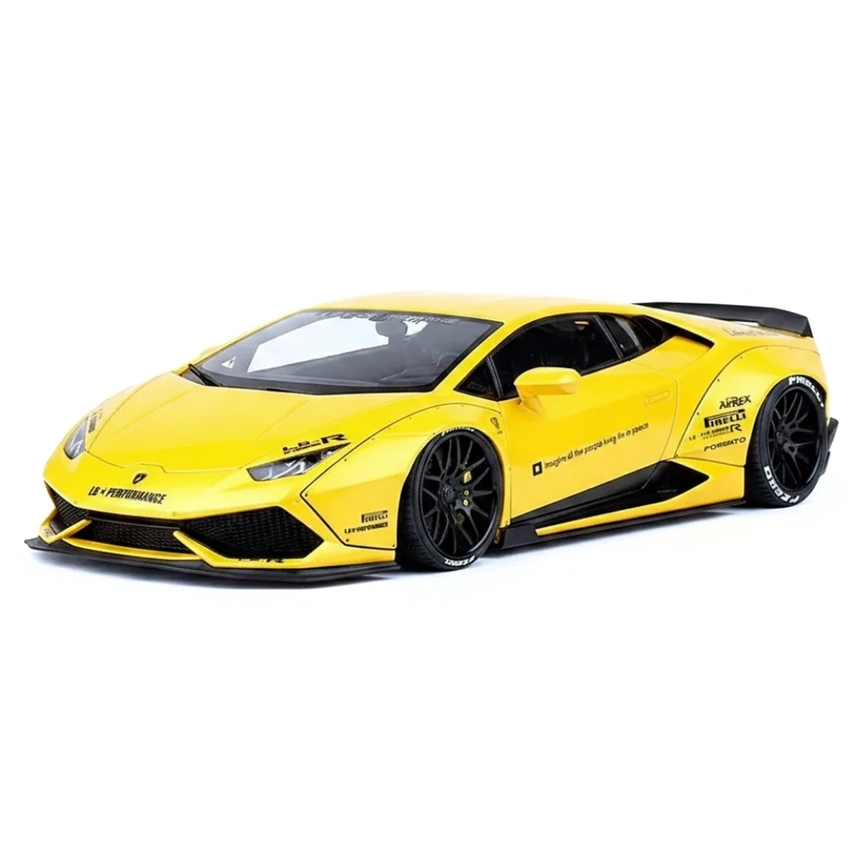AutoArt Lamborghini 2015 هوراكان LP610-4 LB-ووركس أصفر 1:18 – نموذج معدني قابل للجمع من القالب المصبوب