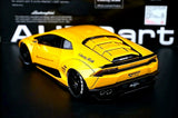 AutoArt Lamborghini 2015 هوراكان LP610-4 LB-ووركس أصفر 1:18 – نموذج معدني قابل للجمع من القالب المصبوب