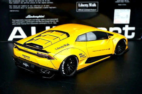 AutoArt Lamborghini 2015 هوراكان LP610-4 LB-ووركس أصفر 1:18 – نموذج معدني قابل للجمع من القالب المصبوب