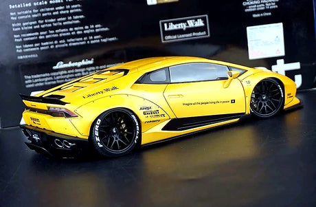 AutoArt Lamborghini 2015 هوراكان LP610-4 LB-ووركس أصفر 1:18 – نموذج معدني قابل للجمع من القالب المصبوب
