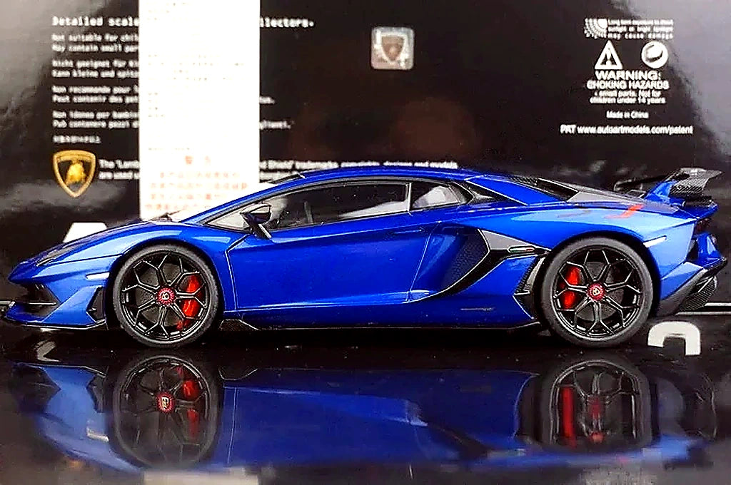 AutoArt Lamborghini 2018 Aventador SVJ بلو 1:18 – نموذج معدني قابل للجمع
