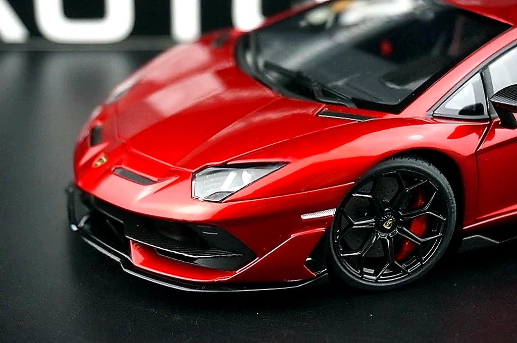 AutoArt Lamborghini 2018 Aventador SVJ بورغوندي 1:18 – نموذج معدني قابل للجمع من القالب المصبوب