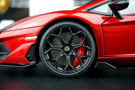 AutoArt Lamborghini 2018 Aventador SVJ بورغوندي 1:18 – نموذج معدني قابل للجمع من القالب المصبوب