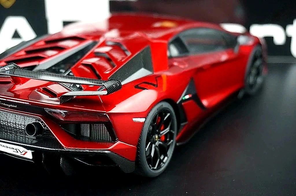 AutoArt Lamborghini 2018 Aventador SVJ بورغوندي 1:18 – نموذج معدني قابل للجمع من القالب المصبوب