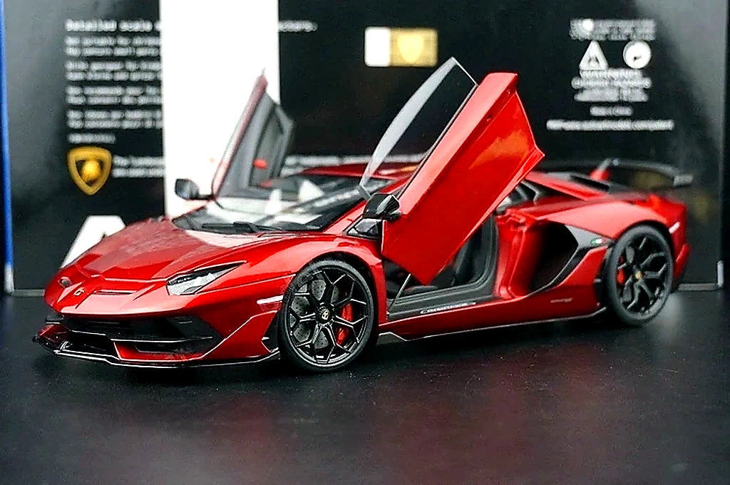 AutoArt Lamborghini 2018 Aventador SVJ بورغوندي 1:18 – نموذج معدني قابل للجمع من القالب المصبوب