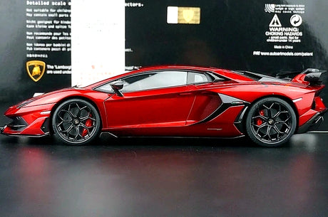 AutoArt Lamborghini 2018 Aventador SVJ بورغوندي 1:18 – نموذج معدني قابل للجمع من القالب المصبوب