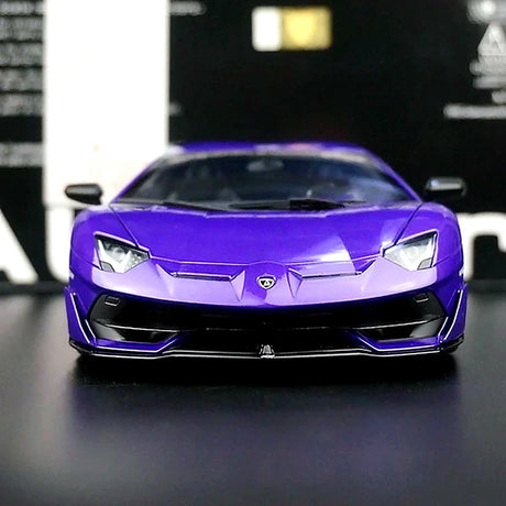 AutoArt Lamborghini 2018 Aventador SVJ Purple 1:18 – نموذج معدني قابل للجمع من القالب المصبوب