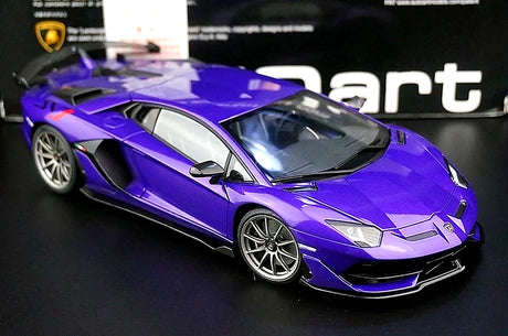 AutoArt Lamborghini 2018 Aventador SVJ Purple 1:18 – نموذج معدني قابل للجمع من القالب المصبوب
