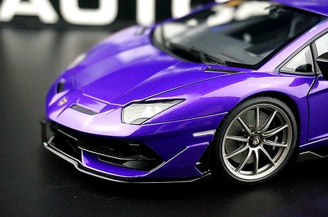 AutoArt Lamborghini 2018 Aventador SVJ Purple 1:18 – نموذج معدني قابل للجمع من القالب المصبوب