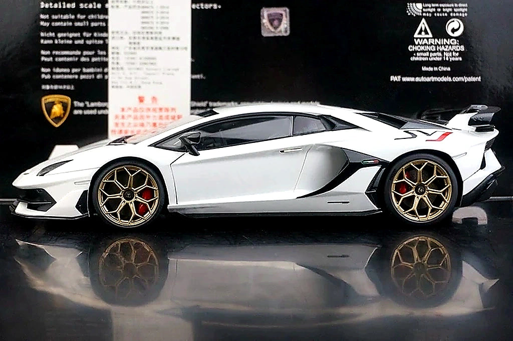 AutoArt Lamborghini 2018 Aventador SVJ White 1:18 – Collectible Diecast Model Die-Cast