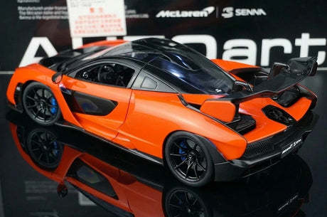 AutoArt McLaren 2018 Senna أورانج 1:18 – نموذج معدني قابل للجمع مصبوب.