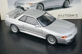 AutoArt Nissan 1994 Skyline GT-R R32 V-Spec II Silver 1:18 – نموذج معدني قابل للجمع مصبوب.