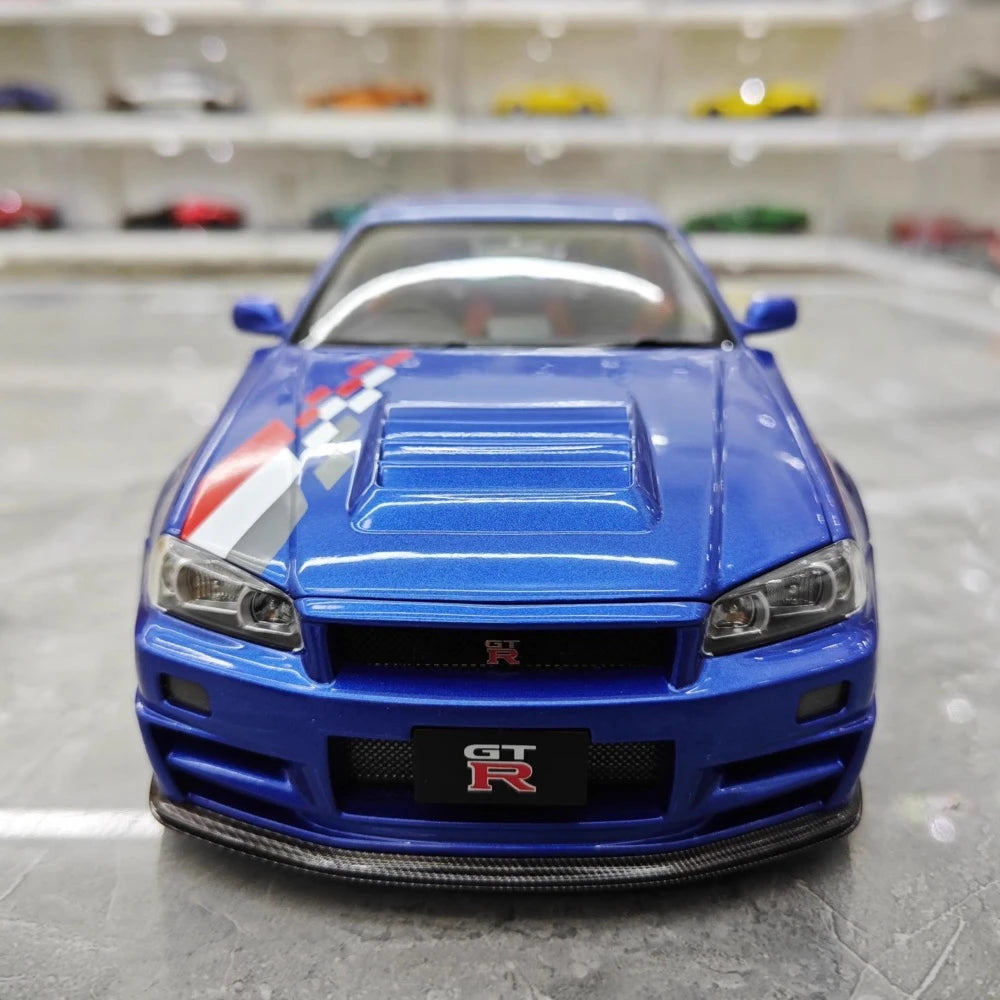 [AutoArt] 1:18 Nissan 1999 Skyline GT-R R34 R-tune Blue Model Car Die-Cast