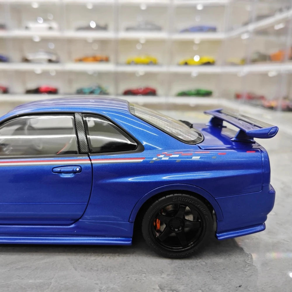 [AutoArt] 1:18 Nissan 1999 Skyline GT-R R34 R-tune Blue Model Car Die-Cast