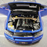 [AutoArt] 1:18 Nissan 1999 Skyline GT-R R34 R-tune Blue Model Car Die-Cast