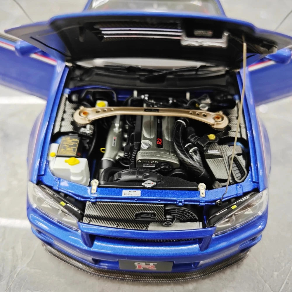 [AutoArt] 1:18 Nissan 1999 Skyline GT-R R34 R-tune Blue Model Car Die-Cast