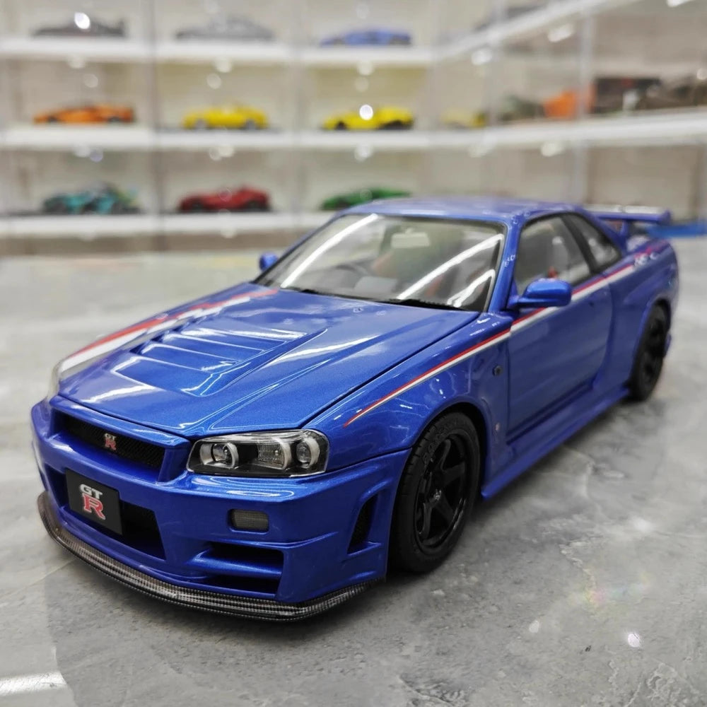 [AutoArt] 1:18 Nissan 1999 Skyline GT-R R34 R-tune Blue Model Car Die-Cast