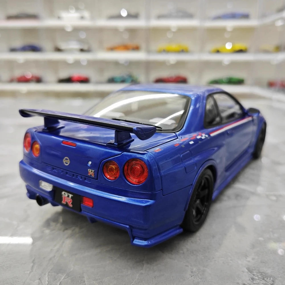 [AutoArt] 1:18 Nissan 1999 Skyline GT-R R34 R-tune Blue Model Car Die-Cast