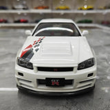 [AutoArt] 1:18 Nissan 1999 Skyline GT-R R34 R-tune White Model Car Die-Cast