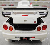 [AutoArt] 1:18 Nissan 1999 Skyline GT-R R34 R-tune White Model Car Die-Cast