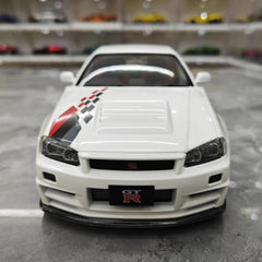 [AutoArt] 1:18 Nissan 1999 Skyline GT-R R34 R-tune White Model Car Die-Cast