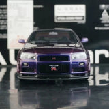 AutoArt Nissan 1999 Skyline GT-R R34 V-Spec BBS Wheel Purple 1:18 – Modello da collezione pressofuso