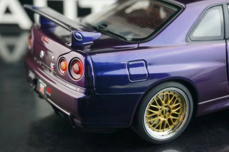 AutoArt Nissan 1999 Skyline GT-R R34 V-Spec BBS Wheel Purple 1:18 – Modello da collezione pressofuso