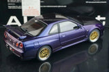 AutoArt Nissan 1999 Skyline GT-R R34 V-Spec BBS Wheel Purple 1:18 – Modello da collezione pressofuso