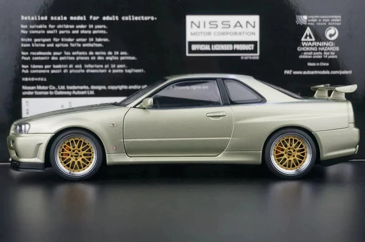 AutoArt Nissan 2000 Skyline GT-R R34 V-Spec II BBS Wheel Gold 1:18 – Modello da collezione pressofuso