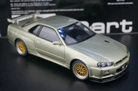 AutoArt Nissan 2000 Skyline GT-R R34 V-Spec II BBS Wheel Gold 1:18 – Sammelobjekt, Druckgussmodell, Druckguss
