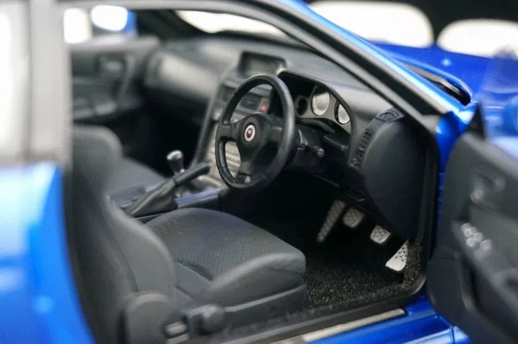 AutoArt Nissan 2000 Skyline GT-R R34 V-Spec II Blue 1:18 – نموذج معدني قابل للجمع مصبوب، مصبوب.