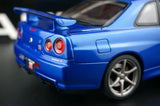 AutoArt Nissan 2000 Skyline GT-R R34 V-Spec II Blue 1:18 – نموذج معدني قابل للجمع مصبوب، مصبوب.