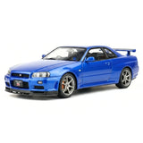 AutoArt Nissan 2000 Skyline GT-R R34 V-Spec II Blue 1:18 – نموذج معدني قابل للجمع مصبوب، مصبوب.