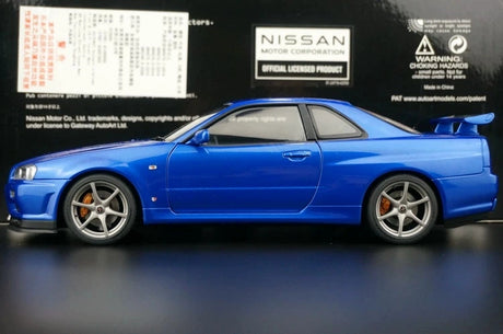 AutoArt Nissan 2000 Skyline GT-R R34 V-Spec II Blue 1:18 – Sammelobjekte aus Druckguss