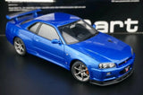 AutoArt Nissan 2000 Skyline GT-R R34 V-Spec II Blue 1:18 – نموذج معدني قابل للجمع مصبوب، مصبوب.