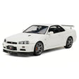 AutoArt Nissan 2000 Skyline GT-R R34 V-Spec II White 1:18 – نموذج معدني قابل للجمع مصبوب.