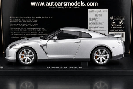 AutoArt Nissan 2009 GT-R R35 Silber 1:18 – Sammelobjekte aus Druckguss