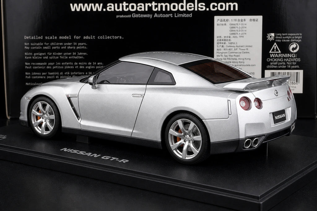 AutoArt Nissan 2009 GT-R R35 Silver 1:18 – Modello Pressofuso da collezione