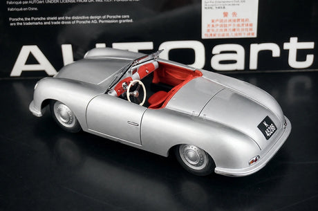[AutoArt] 1:18 Porsche 1948 356 Nr.1 Roadster Auto Modello Argento in Pressofuso